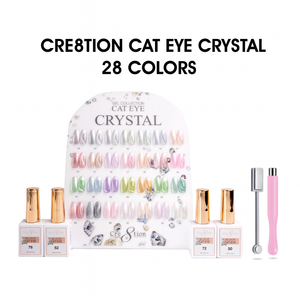 Cre8tion Cat Eye Gel 0.5oz - Crystal Collection - 28 Colors w/ 1 Round Shape Magnet, 1 Magnet Duo & 1 Color Chart