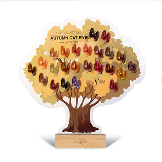 Cre8tion tree shaped counter display for the Autumn Cat Eye collection.
