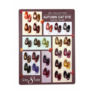 Cre8tion counter display color chart for Cat Eye Autumn, 24 colors.