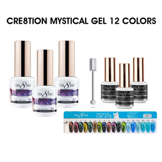Cre8tion  Mystical Gel 0.5oz  - Full Set 12 colors w/ 1 Magnet, 3 Top Diamond 0.5oz & 1 Color Chart — Cre8tion Nail Color ...