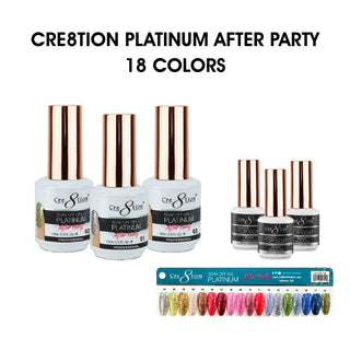 Cre8tion Platinum After Party Gel 0.5oz - Full Set 18 colors w/ 3 Top Diamond 0.5oz & 1 Color Chart — Cre8tion Nail Color ...