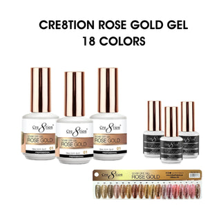 Cre8tion Rose Gold Gel 0.5oz - Full Set 18 colors w/ 3 Top Diamond 0.5oz & 1 Color Chart — Cre8tion Nail Color Chart Whole...