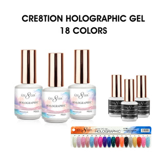 Cre8tion Holographic Gel 0.5oz - Full Set 18 colors w/ 3 Top Diamond 0.5oz & 1 Color Chart — Cre8tion Nail Color Chart Who...