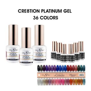 Cre8tion Platinum Gel 0.5oz - Full Set 36 colors w/ 6 Top Diamond 0.5oz & 1 Color Chart — Cre8tion Nail Color Chart Wholes...