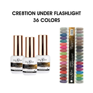Cre8tion Under Flashlight Collection 0.5oz  - Full Set 36 Colors W/ 1 Set Color Chart — Cre8tion Nail Color Chart Wholesal...