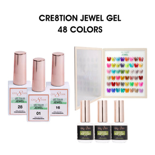 Cre8tion Jewel Collection Gel 0.5oz - Full Set 48 colors w/ 3 Top Diamond 0.5oz & 1 Color Book — Cre8tion Gel Polish Whole...
