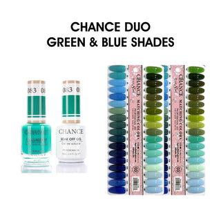 Chance Matching Duo 0.5oz - 36 Colors #073 - #108 - Green & Blue Shades Collection w/ 2 set Color Chart — Cre8tion Nail Co...