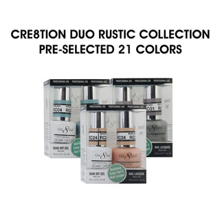 Cre8tion Soak Off Gel Matching Pair 0.5oz - Rustic Collection  - Pre-selected 21 colors (Grab Bag) — Cre8tion Gel Polish W...