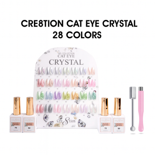 Cre8tion Cat Eye Gel 0.5oz - Crystal Collection - 28 Colors w/ 1 Round Shape Magnet, 1 Magnet Duo & 1 Color Chart