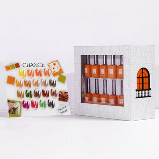 Chance by Cre8tion Autumn Sunset gel collection, 18 shades in warm rust and amber.