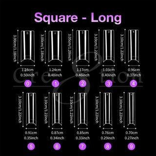 Cre8tion Special Shape Tip Square Clear - Long