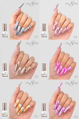 Cre8tion Marble Effect 0.5oz - Full Set 18 colors w/ 3 Top Diamond 0.5oz & 1 set Color Chart
