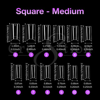 Cre8tion Special Shape Tip Square Clear - Medium