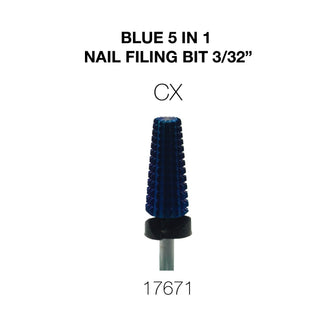 Cre8tion Blue 5 in 1 Nail Filing Bit 3/32"