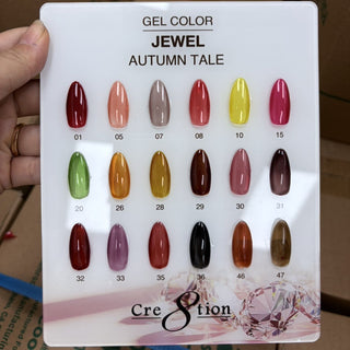 Cre8tion Jewel Gel 0.5oz - Autumn Tale Collection - Full Set 18 Colors w/ 1 Counter Display
