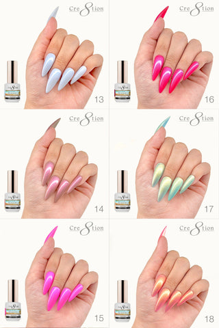 Cre8tion SeaShell Gel 0.5oz - Full Set 18 colors w/ 3 Top Diamond 0.5oz & 1 Calendar Display