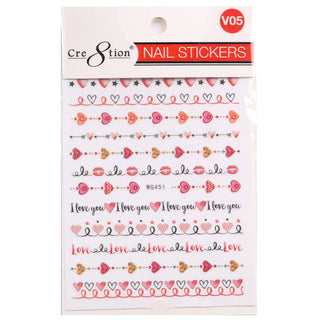 Cre8tion Nail Art Sticker Valentine (12 Styles)