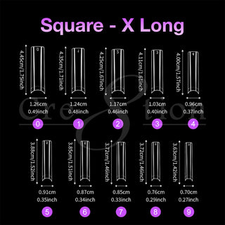 Cre8tion Special Shape Tip Square Clear - Extra Long