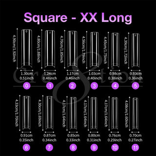 Cre8tion Special Shape Tip Square Clear - Extra Extra Long
