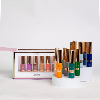 Cre8tion detailing nail art gel, fall and winter collection, bottles with fine liner brushes.