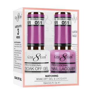 Cre8tion Matching Sets - 051 Wreckless Nights duo gel and lacquer set