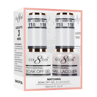 Cre8tion Matching Sets - 118 A Gloomy Day duo gel and lacquer set