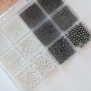 Cre8tion Nail Art Accessory Assorted Black Pearl & Silver Beads 06