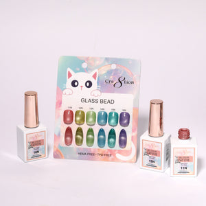 Cre8tion Cat Eye Glass Bead Set - 6 Colors w/ 1 Calendar Display