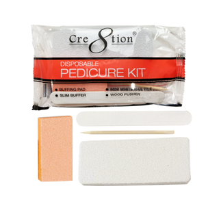 Cre8tion Disposable Kit D Pedicure : 1 Buffing Pad, 1 Slim Buffer, 1 Mini White Nail File, 1 Wood Pusher — Cre8tion Profes...