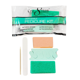 Cre8tion Disposable Kit B Pedicure : 1 Pumice Sponge, 1 Mini White Nail File, 1 Slim Buffer, 1 Wood Pusher and 1 pair of T...