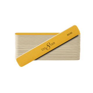 Stack of Cre8tion jumbo gold nail files with one wide 80/80 file angled across the top of the bundle.