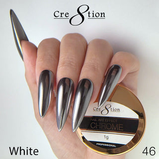 Cre8tion Chrome Nail Art Effect 46 gunmetal on stiletto nails