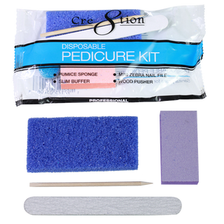 Cre8tion Disposable Kit C Pedicure: 1 Slim Buffer, 1 Blue Pumice Sponge, 1 Mini Zebra Nail File, 1 Wood Pusher — Cre8tion ...