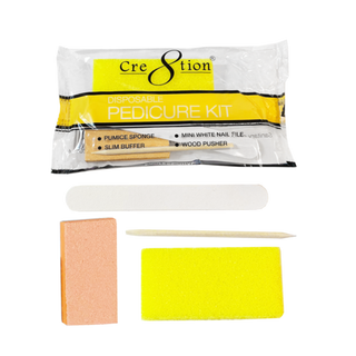 Cre8tion Disposable Kit A Pedicure: 1 Pumice Sponge, 1 Mini Nail File, 1 Wood Pusher, and 1 Slim Buffer for softer smoothe...